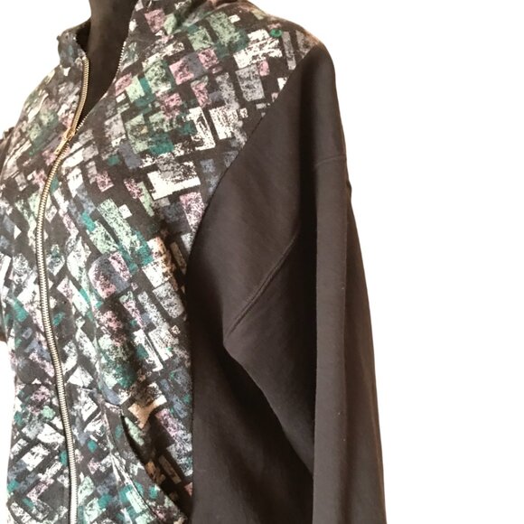 Upcycled Zippered Hoodie, M: Zip-Up Jacket, Campus Sweatshirt, Hipster Grunge - Picture 11 of 11